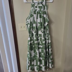 Lane Bryant Green and White Striped Top